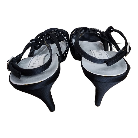 Touch Ups Lonnie Black Satin Rhinestone Platform Heels Women’s Size 8.5 - Picture 9 of 11
